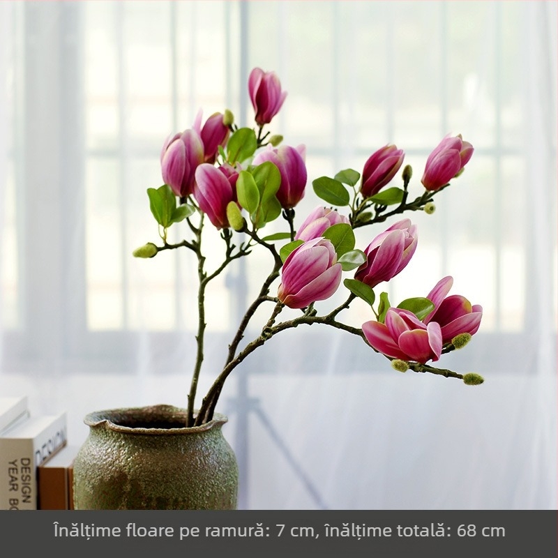 Ornamente florale chinezești pentru sufragerie, flori artificiale, flori artificiale, senzație de decorare a mesei, lumină de lux Magnolia, flori artificiale pentru casă
