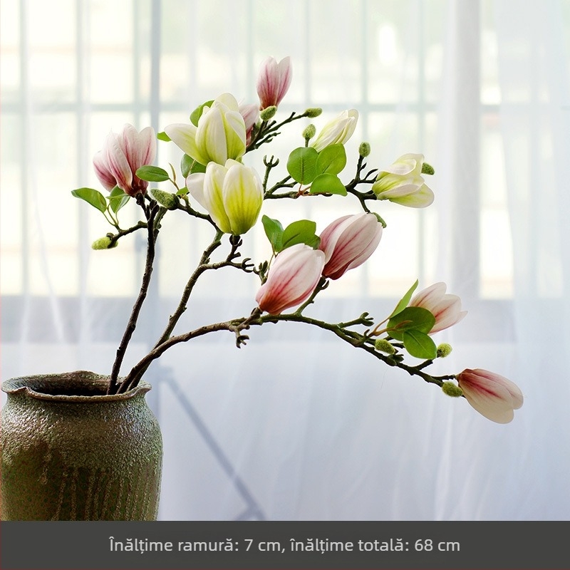 Ornamente florale chinezești pentru sufragerie, flori artificiale, flori artificiale, senzație de decorare a mesei, lumină de lux Magnolia, flori artificiale pentru casă