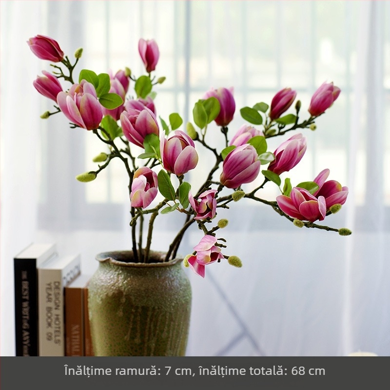 Ornamente florale chinezești pentru sufragerie, flori artificiale, flori artificiale, senzație de decorare a mesei, lumină de lux Magnolia, flori artificiale pentru casă