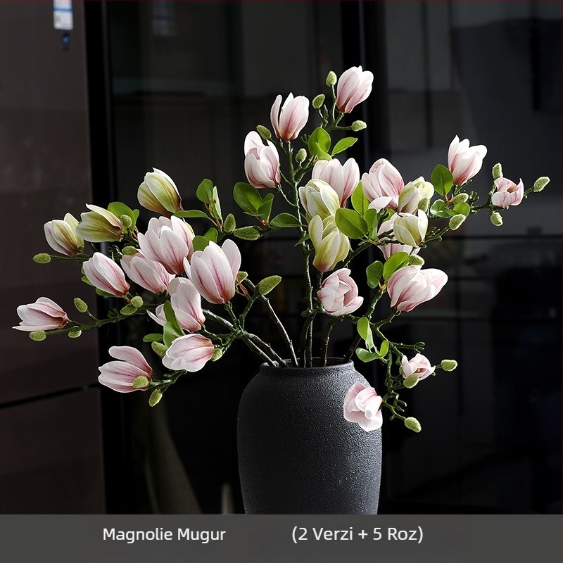 Ornamente florale chinezești pentru sufragerie, flori artificiale, flori artificiale, senzație de decorare a mesei, lumină de lux Magnolia, flori artificiale pentru casă