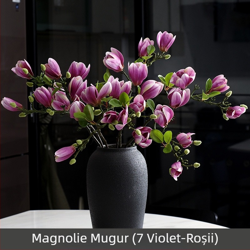 Ornamente florale chinezești pentru sufragerie, flori artificiale, flori artificiale, senzație de decorare a mesei, lumină de lux Magnolia, flori artificiale pentru casă