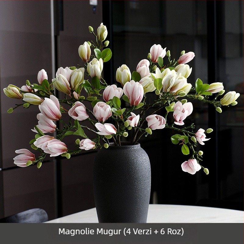 Ornamente florale chinezești pentru sufragerie, flori artificiale, flori artificiale, senzație de decorare a mesei, lumină de lux Magnolia, flori artificiale pentru casă