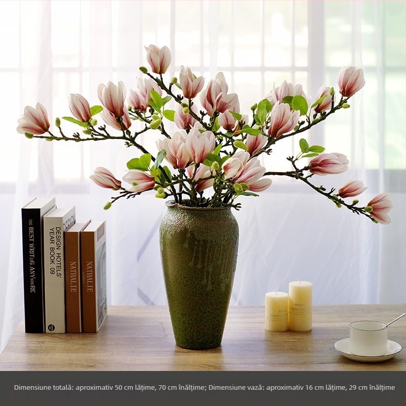 Ornamente florale chinezești pentru sufragerie, flori artificiale, flori artificiale, senzație de decorare a mesei, lumină de lux Magnolia, flori artificiale pentru casă