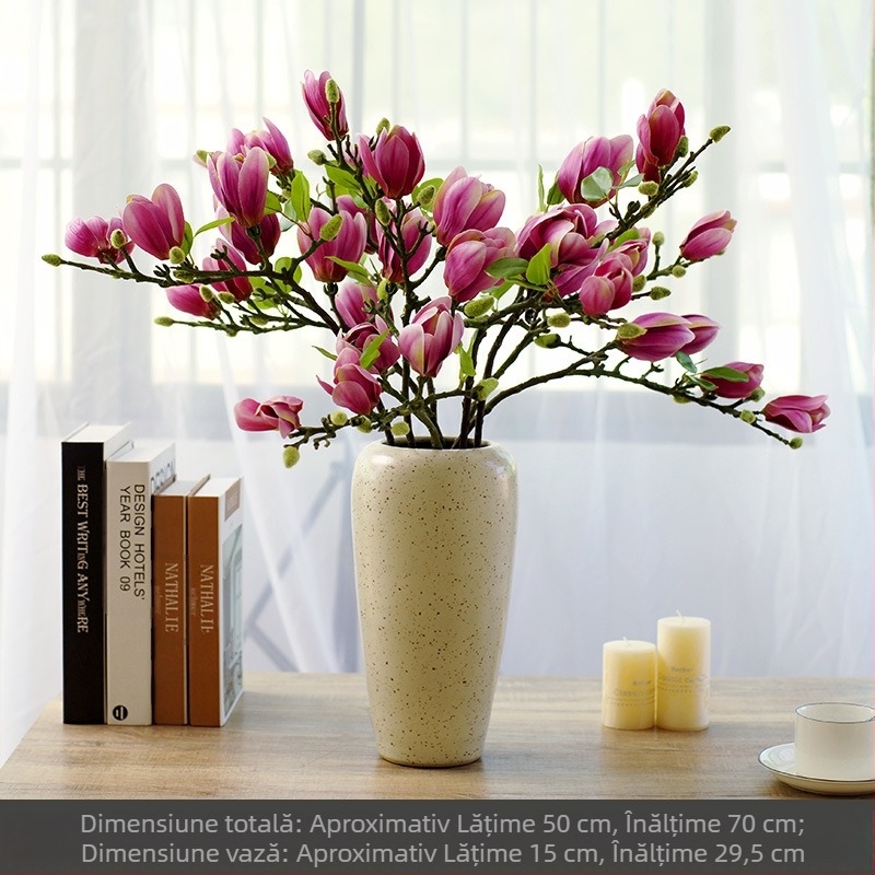 Ornamente florale chinezești pentru sufragerie, flori artificiale, flori artificiale, senzație de decorare a mesei, lumină de lux Magnolia, flori artificiale pentru casă