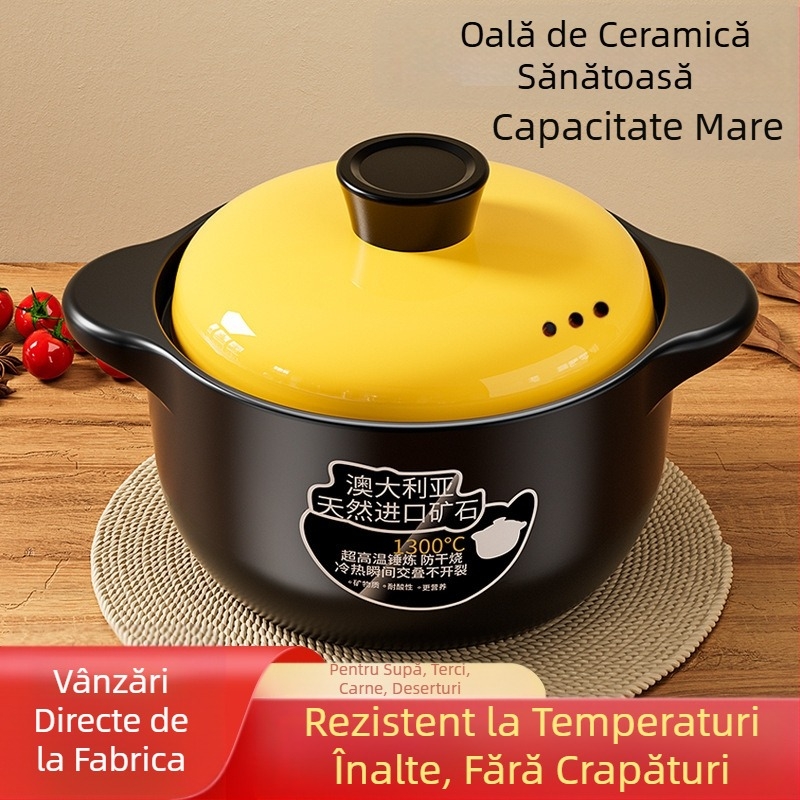 Oală ceramică pentru supă, rezistentă la temperaturi ridicate, cu gaz de uz casnic, cu ardere uscată, care nu crăpă, aragaz cu gaz, oală specială pentru supă, caserolă