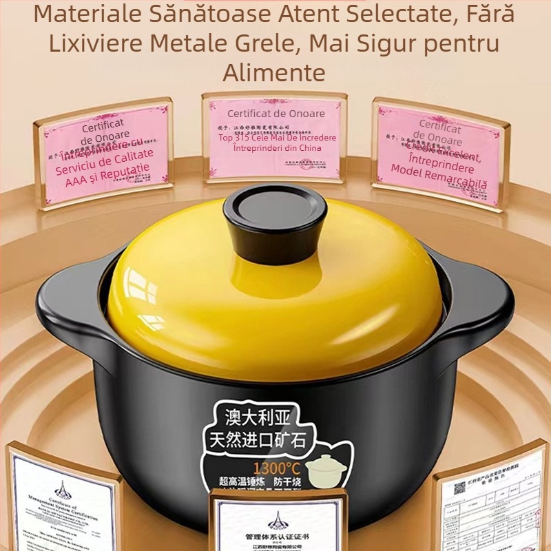 Oală ceramică pentru supă, rezistentă la temperaturi ridicate, cu gaz de uz casnic, cu ardere uscată, care nu crăpă, aragaz cu gaz, oală specială pentru supă, caserolă