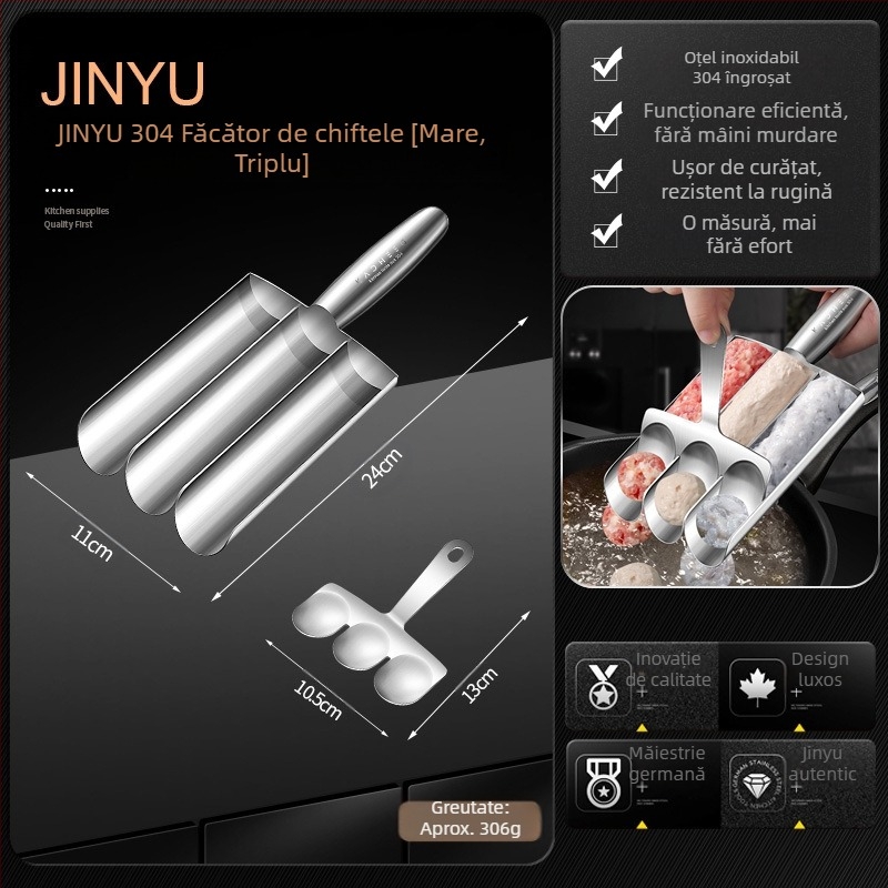 304 din oțel inoxidabil triplu creveți alunecare chiftele instrument de uz casnic minge de pește singură cvadruplă chiftele Sub oală fierbinte artefact