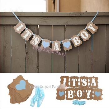 Etichetă cu litere personalizată, steag, hârtie Kraft vintage, pentru petrecere de ziua de naștere a copiilor, steag, decorațiuni florale