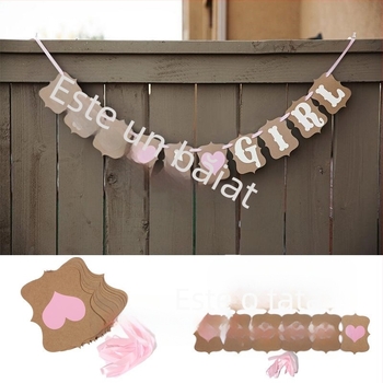 Etichetă cu litere personalizată, steag, hârtie Kraft vintage, pentru petrecere de ziua de naștere a copiilor, steag, decorațiuni florale