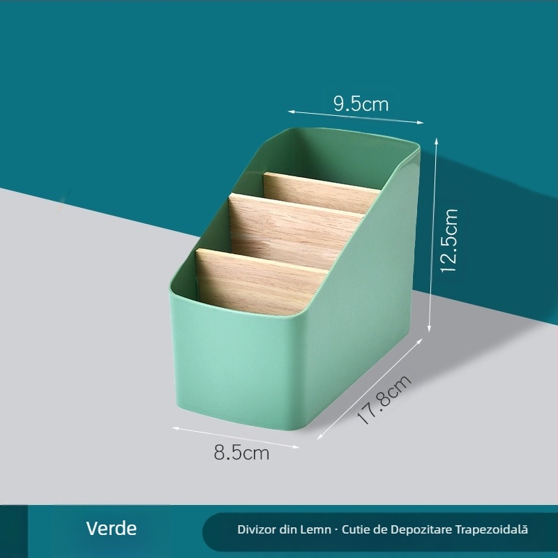 Cutie de depozitare trapezoidală pentru birou, papetărie, diverse, organizator de bambus cu telecomandă, cutie de depozitare pentru cosmetice, raft de depozitare