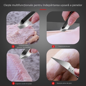 Clește de păr de porc din oțel inoxidabil îngroșat, clește de os de pește de uz casnic, clește de extractor, clește de pui și rață, pensete, clip, gadgeturi de bucătărie