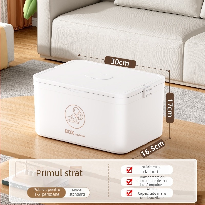 Cutie mare pentru medicamente de uz casnic, en-gros, compartiment multistrat, cutie de depozitare medicală portabilă pentru urgență la domiciliu, cutie portabilă de prim ajutor pentru medicamente