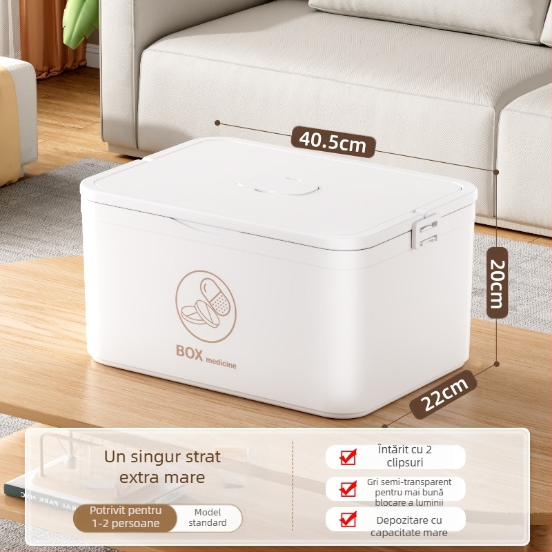Cutie mare pentru medicamente de uz casnic, en-gros, compartiment multistrat, cutie de depozitare medicală portabilă pentru urgență la domiciliu, cutie portabilă de prim ajutor pentru medicamente