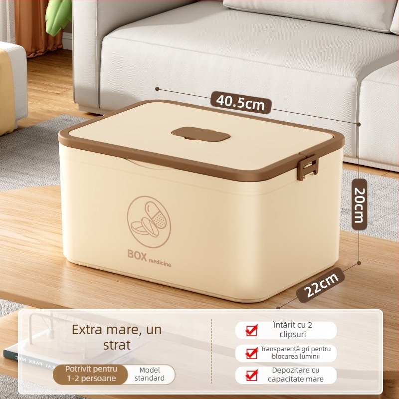 Cutie mare pentru medicamente de uz casnic, en-gros, compartiment multistrat, cutie de depozitare medicală portabilă pentru urgență la domiciliu, cutie portabilă de prim ajutor pentru medicamente