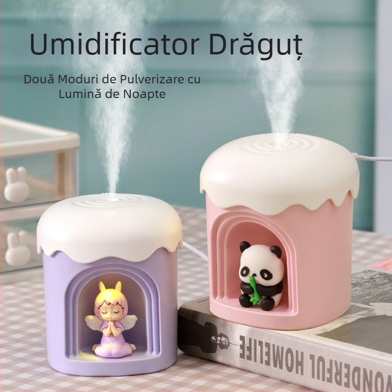 Umidificator drăguț pentru animale de companie, lumină de noapte mică, umidificator USB în linie, umidificator de birou drăguț, pulverizator de lumină de atmosferă