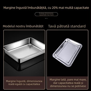 Cutie dreptunghiulară cu farfurie pătrată din oțel inoxidabil, plată, cu capac, tavă Tiramisu, lavoar comercial adânc