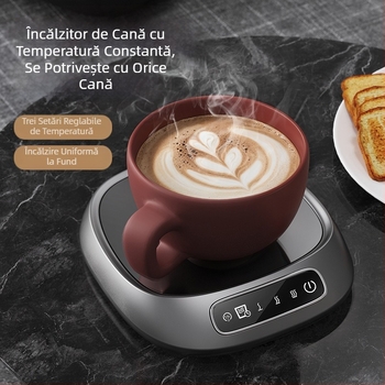 Actualizare transfrontalieră cu temperatură constantă, coaster cu trei temperaturi constante, încălzire cu lapte, cafea, ceai, o oră, memento cu sonerie pentru apă potabilă