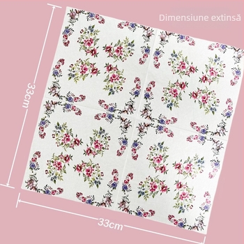 Șervețel de hârtie Temu retro roz violet floral transfrontalier, șervețel de culoare pentru restaurant occidental, cafenea, hotel