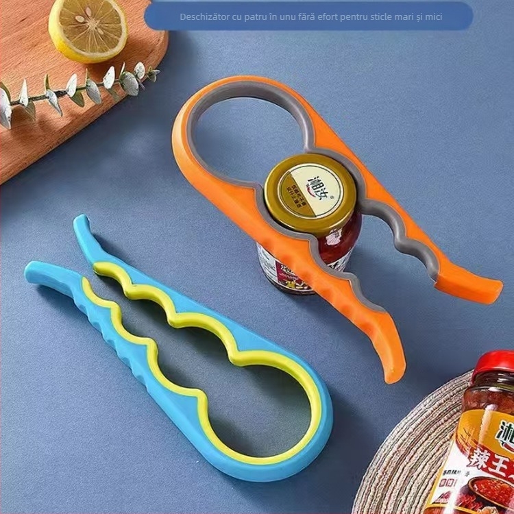 Deschizător de sticle multifuncțional patru în unu, deschizător de conserve de uz casnic, deschizător de capac care economisește forța de muncă, deschizător de capac de bere, deschizător de capac de bucătărie