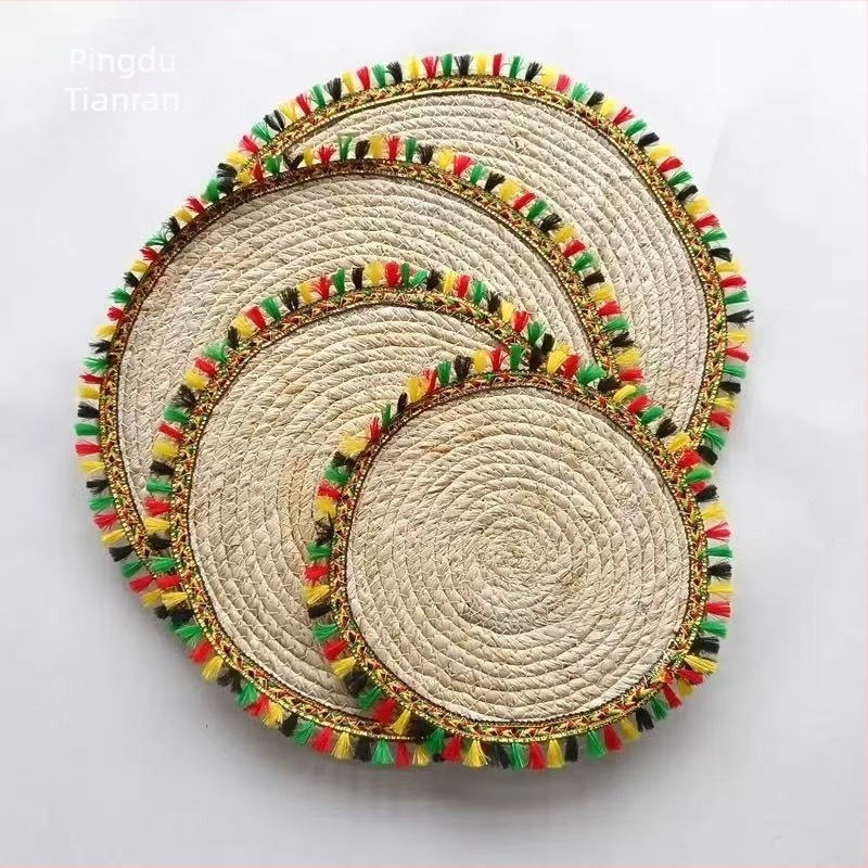 Transfrontalieră Amazon Home țesute manual anti-opărire în stil japonez Busweed din piele de porumb Mat Placemat ceașcă de ceai izolație termică Mat bol Mat