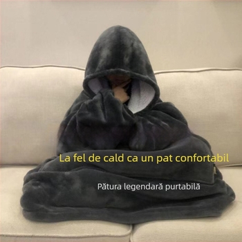 Pijamale din flanel, pături leneșe, pijamale de iarnă pentru bărbați, catifea lejeră și haine de casă cu glugă îngroșată pentru cupluri, care pot fi purtate afară