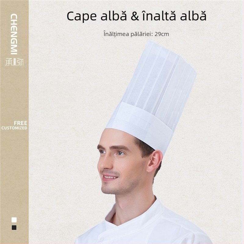 Pălărie de bucătar nețesută de unică folosință, pălărie de top pentru bărbați, bucătar îngroșat, pălărie de lucru pentru cofetărie, copt, pălărie de bucătar occidentală