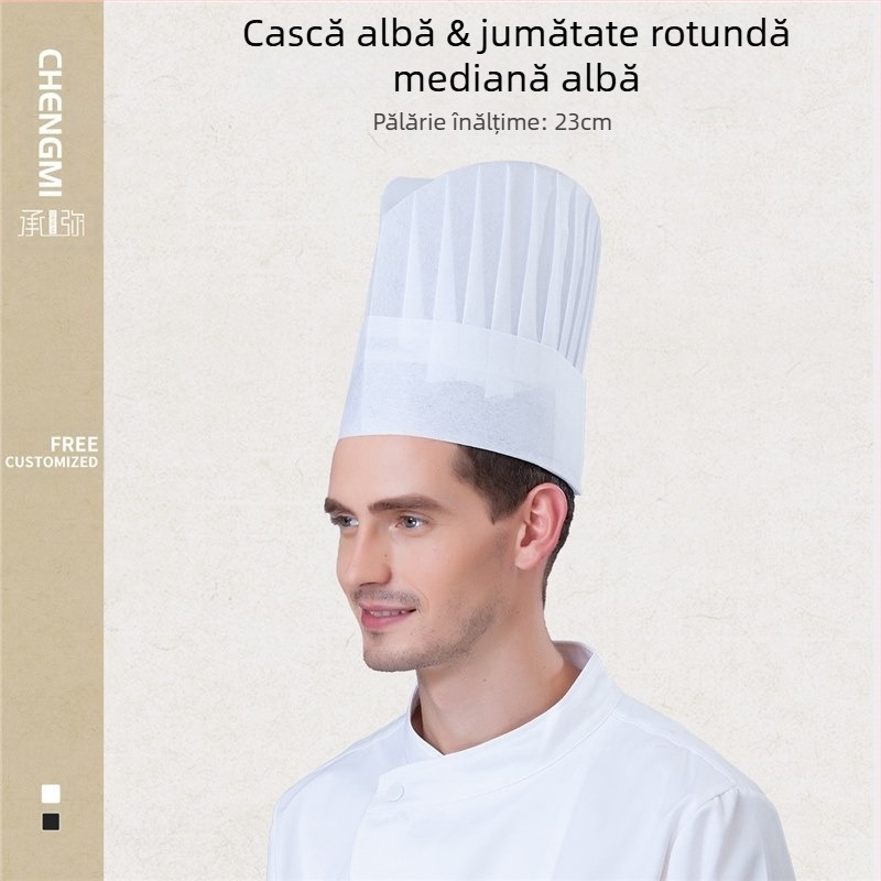 Pălărie de bucătar nețesută de unică folosință, pălărie de top pentru bărbați, bucătar îngroșat, pălărie de lucru pentru cofetărie, copt, pălărie de bucătar occidentală