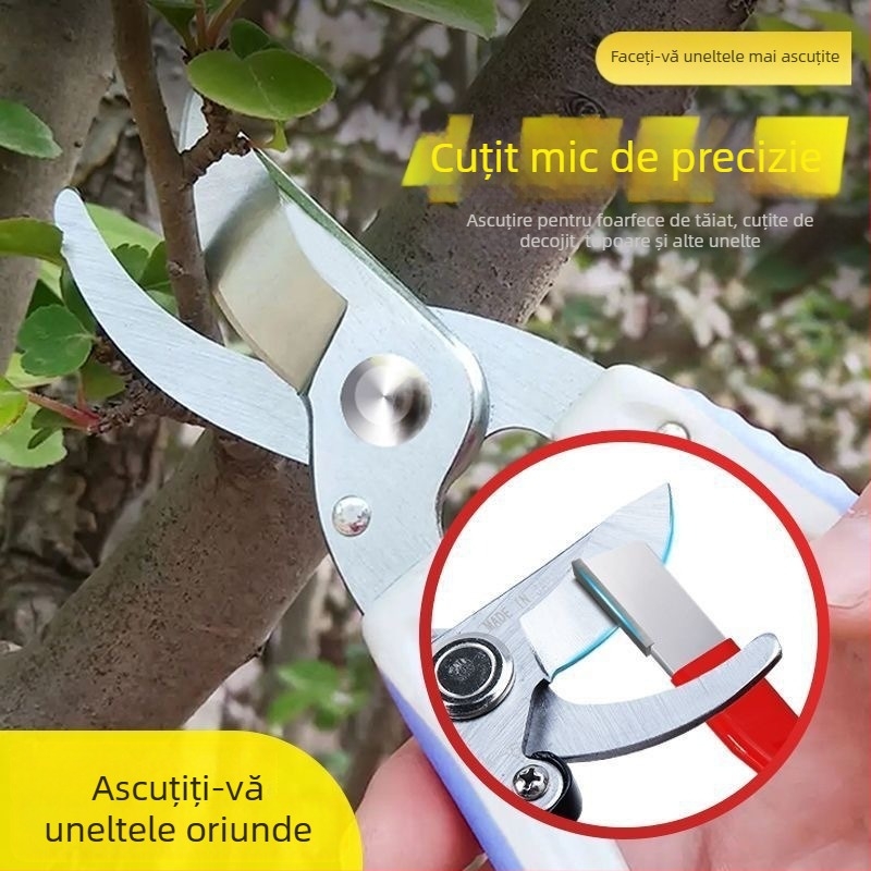 Ascuțitoare portabilă de grădină în aer liber, foarfece de cuțit în aer liber, piatră de ascuțit cu dublă utilizare, răzuitor de grădină, ascuțitoare rapidă