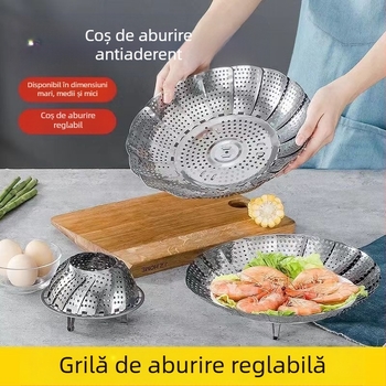 Îngroșat din oțel inoxidabil Steamer Rack pliabil Steamer Dish Steamer cu Steamer Lattice Fruit Caserolă Steamer de uz casnic Bucătărie Depozitare Factory