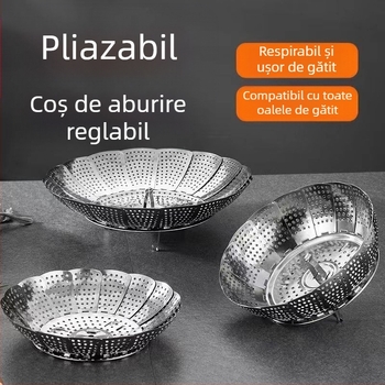 Îngroșat din oțel inoxidabil Steamer Rack pliabil Steamer Dish Steamer cu Steamer Lattice Fruit Caserolă Steamer de uz casnic Bucătărie Depozitare Factory