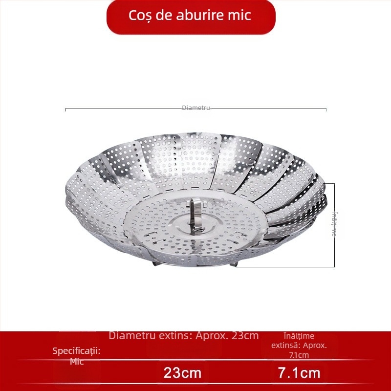 Îngroșat din oțel inoxidabil Steamer Rack pliabil Steamer Dish Steamer cu Steamer Lattice Fruit Caserolă Steamer de uz casnic Bucătărie Depozitare Factory