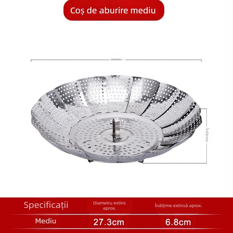 Îngroșat din oțel inoxidabil Steamer Rack pliabil Steamer Dish Steamer cu Steamer Lattice Fruit Caserolă Steamer de uz casnic Bucătărie Depozitare Factory