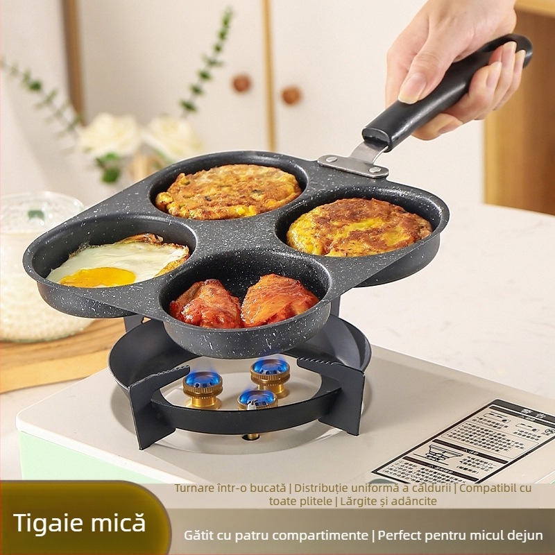 Explozii transfrontaliere, tigaie antiaderentă cu patru găuri îngroșată, omletă de dragoste, aragaz, tigaie universală pentru omletă cu ouă și hamburger, în stoc en-gros