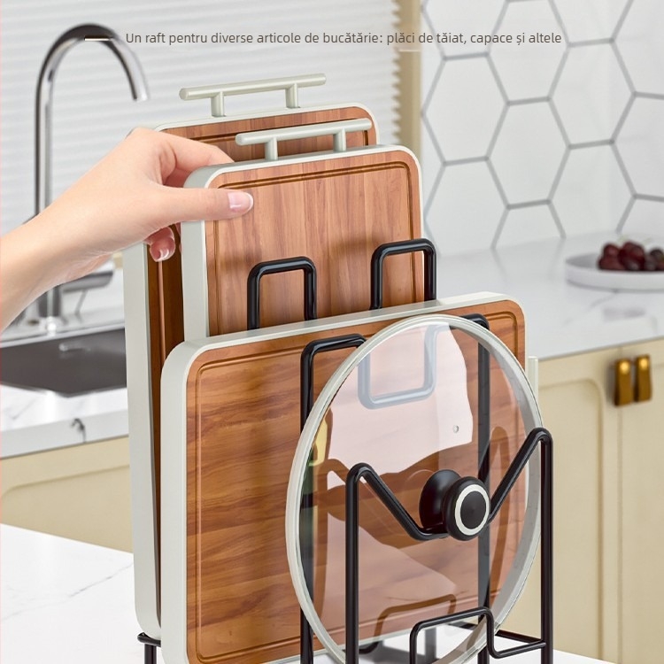 Bucătărie tocator rack de depozitare blat multifuncțional oală capac rack de depozitare rack tăietor rack de depozitare acasă desktop tocator rack