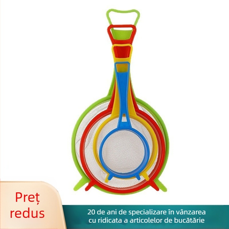 Set nou de site pentru făină din plastic pentru uz bucătărie, sită pentru zahăr pudră de uz casnic, filtru de separare solid-lichid, strecurătoare pentru oală fierbinte, en-gros