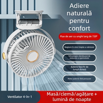 Ventilator mic cu clips, mini-ventilator cu încărcare USB, fără perii, ultra-silențios, pentru acasă, pentru dormitor, cu durată lungă de viață