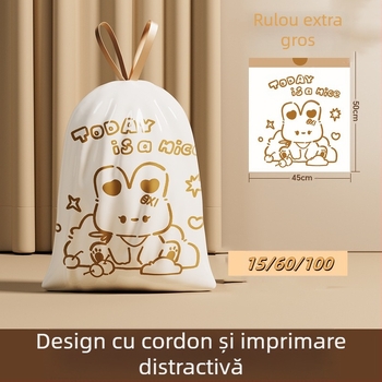 Desene animate drăguț de înaltă culoare imprimate iepure cu șnur tip automat Catch-up uz casnic bucătărie portabil îngroșat sac de gunoi