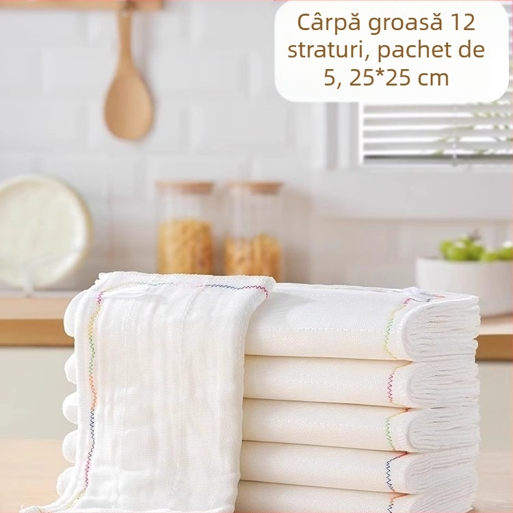 Lavetă de spălat vase uleioasă curcubeu, fire de bumbac multistrat, bumbac îngroșat, absorbant, lavetă de spălat vase, fără ulei, lavetă de spălat vase, lavetă de bucătărie