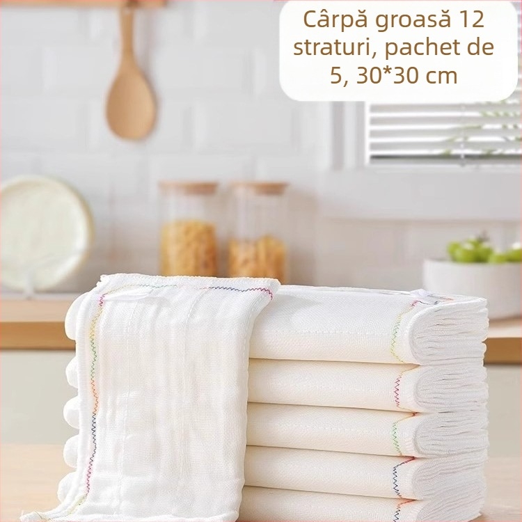 Lavetă de spălat vase uleioasă curcubeu, fire de bumbac multistrat, bumbac îngroșat, absorbant, lavetă de spălat vase, fără ulei, lavetă de spălat vase, lavetă de bucătărie