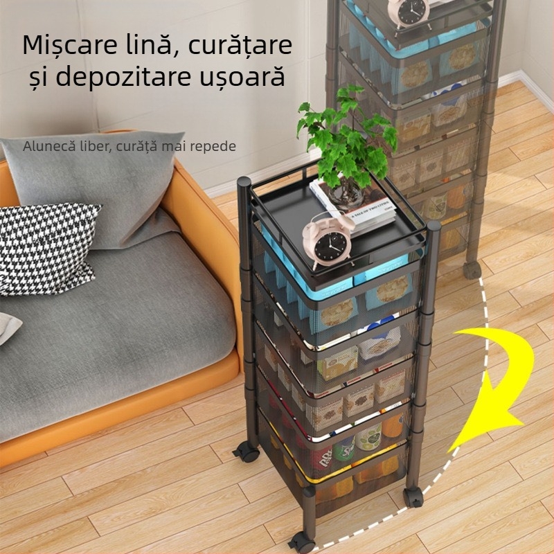 Raft de depozitare gustări, raft de depozitare pentru gustări, dulap de depozitare, cărucior, cutie de depozitare rotativă, multistrat, living room, fructe
