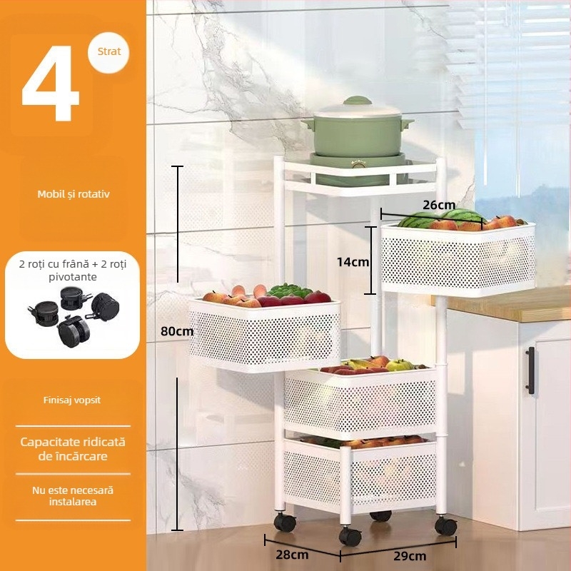 Raft de depozitare gustări, raft de depozitare pentru gustări, dulap de depozitare, cărucior, cutie de depozitare rotativă, multistrat, living room, fructe