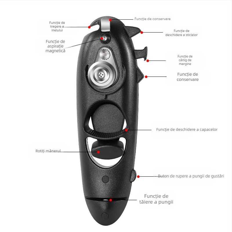 Deschizător de conserve opt într-unul, deschidere transfrontalieră, capac de bere pentru apă minerală, rechizite de bucătărie, agitare manuală, deschizător de sticle multifuncțional