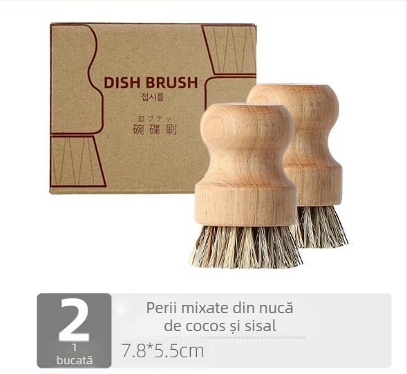Perie de spălat vase transfrontalieră, artefact, ustensile de bucătărie de uz casnic, perie de oală, mâner scurt, sisal natural, curățare de nucă de cocos