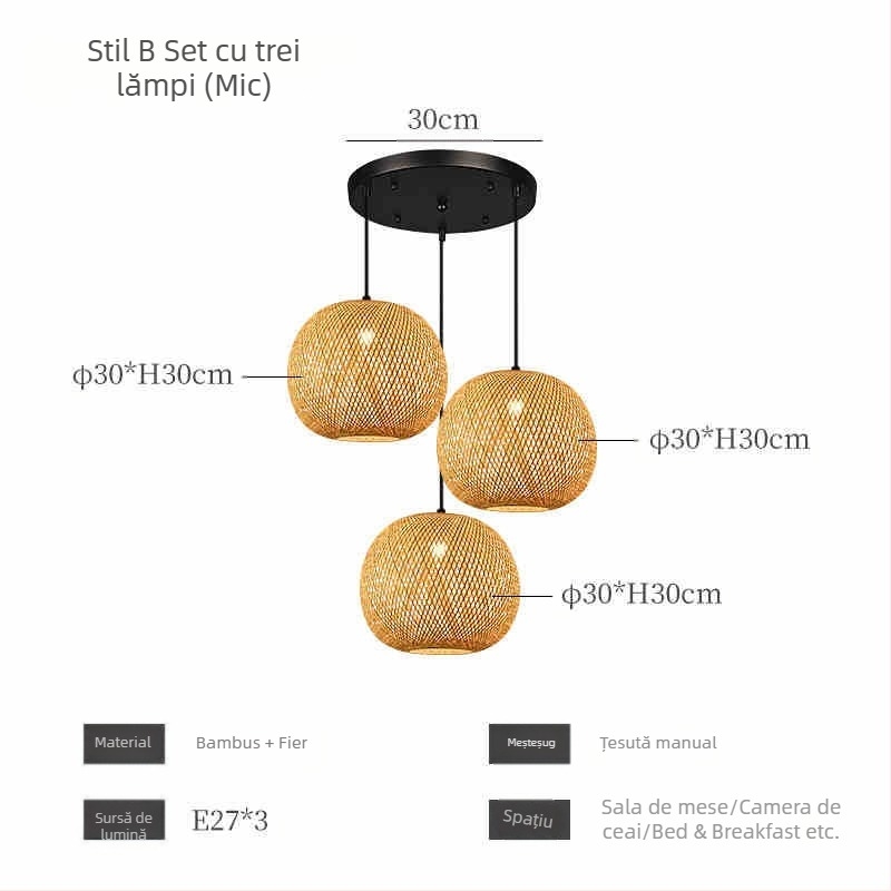 Candelabru din bambus în stil chinezesc, stil Wabi-Sabi, scară pentru pensiuni, salon de ceai, restaurant japonez, restaurant cu oală fierbinte, lămpi combinate Zen