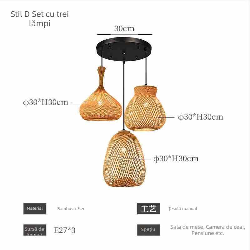 Candelabru din bambus în stil chinezesc, stil Wabi-Sabi, scară pentru pensiuni, salon de ceai, restaurant japonez, restaurant cu oală fierbinte, lămpi combinate Zen