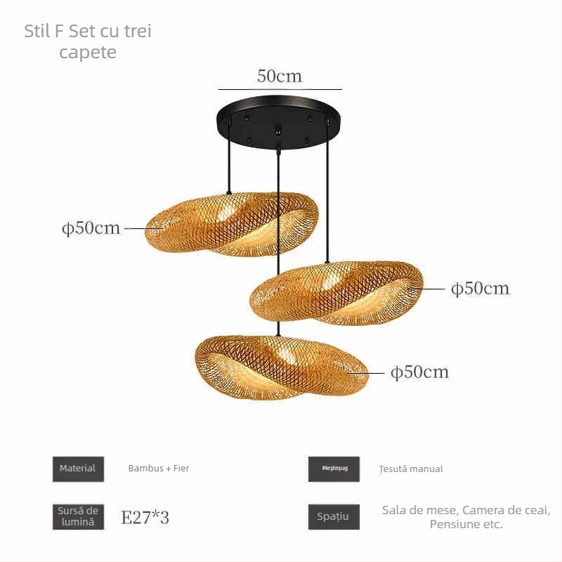 Candelabru din bambus în stil chinezesc, stil Wabi-Sabi, scară pentru pensiuni, salon de ceai, restaurant japonez, restaurant cu oală fierbinte, lămpi combinate Zen