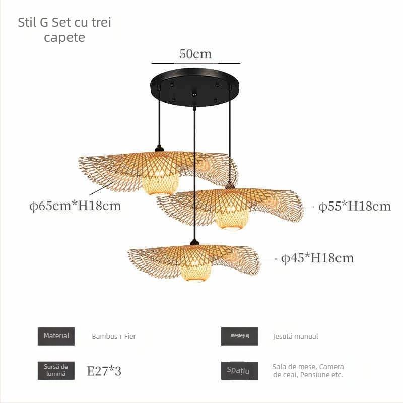 Candelabru din bambus în stil chinezesc, stil Wabi-Sabi, scară pentru pensiuni, salon de ceai, restaurant japonez, restaurant cu oală fierbinte, lămpi combinate Zen