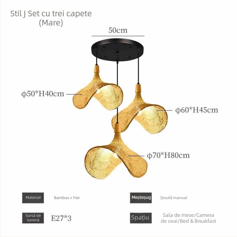 Candelabru din bambus în stil chinezesc, stil Wabi-Sabi, scară pentru pensiuni, salon de ceai, restaurant japonez, restaurant cu oală fierbinte, lămpi combinate Zen
