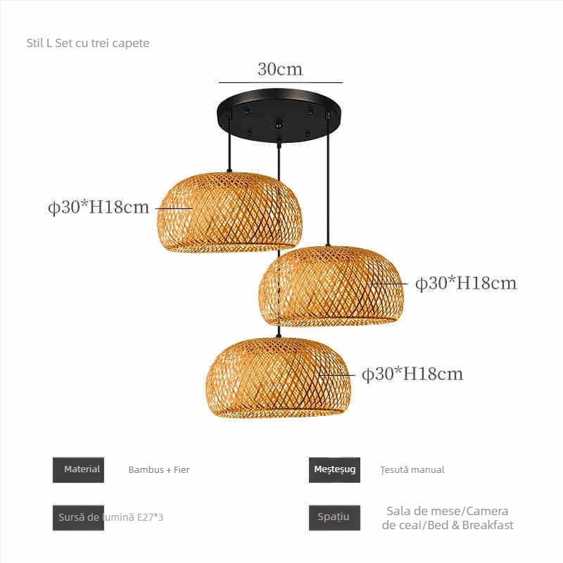 Candelabru din bambus în stil chinezesc, stil Wabi-Sabi, scară pentru pensiuni, salon de ceai, restaurant japonez, restaurant cu oală fierbinte, lămpi combinate Zen