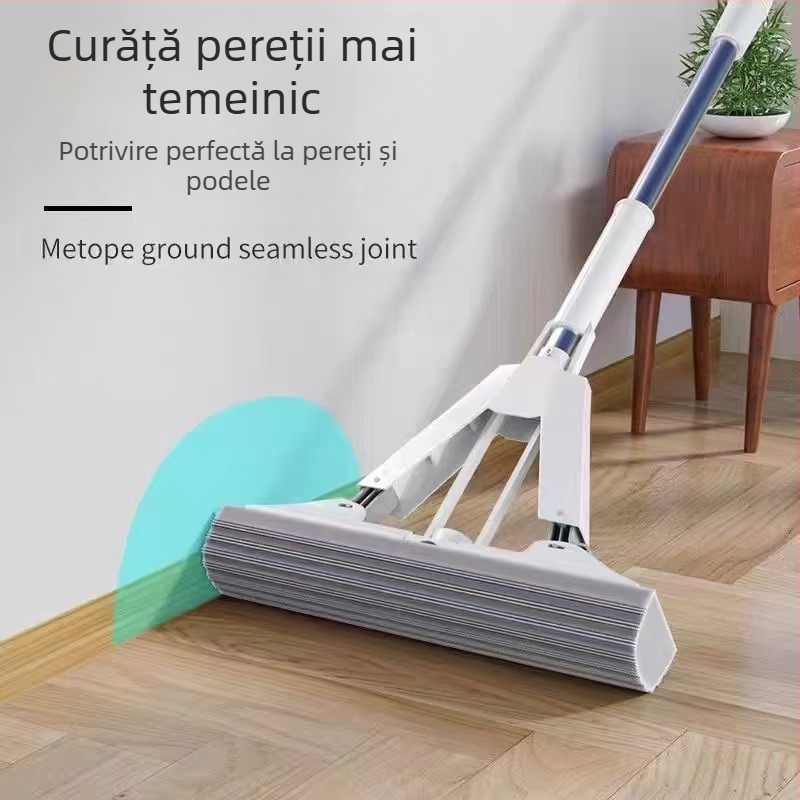 Mop pentru uz casnic, fără mâner, pliabil, spălare mâini libere, model nou cu burete și bumbac, mop de podea din oțel inoxidabil, en-gros, stoarcere puternică cu apă